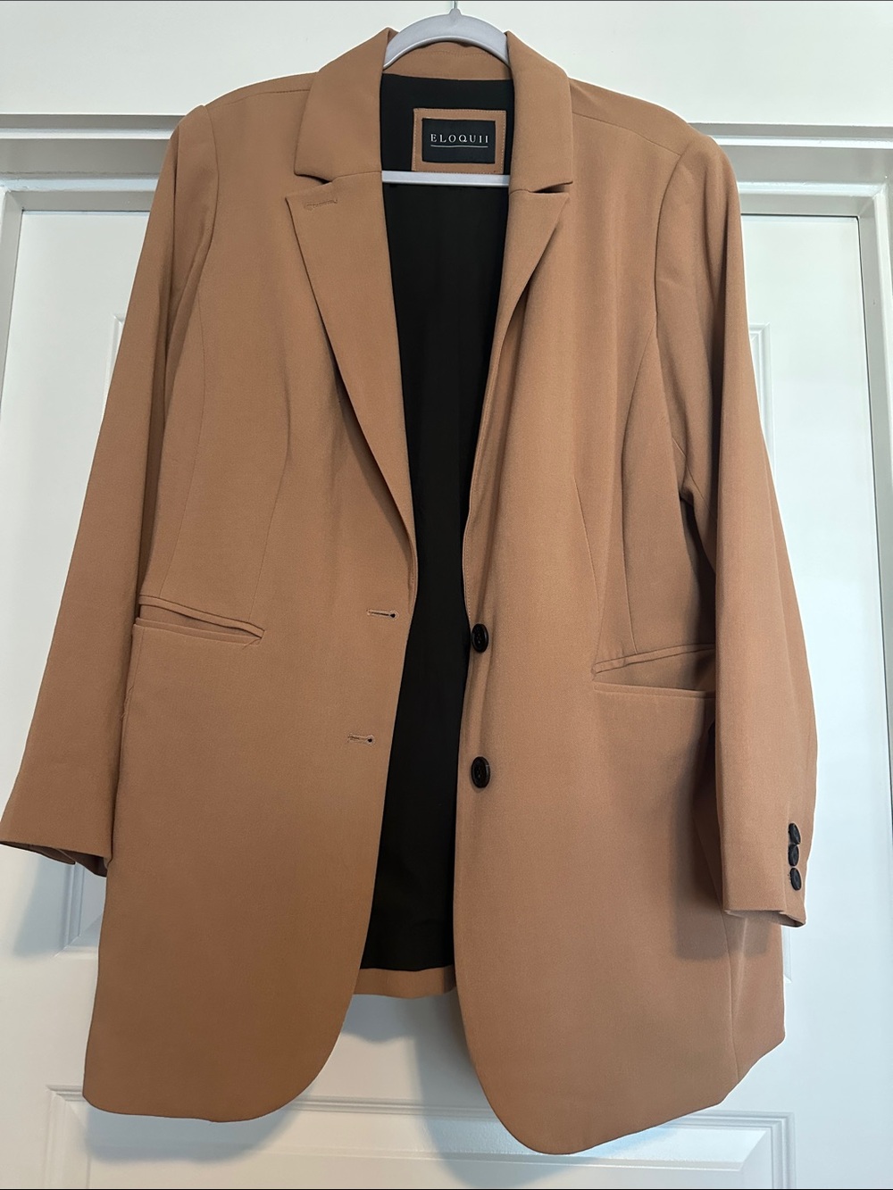 Eloquii Camel Tailored Single-Breasted Blazer